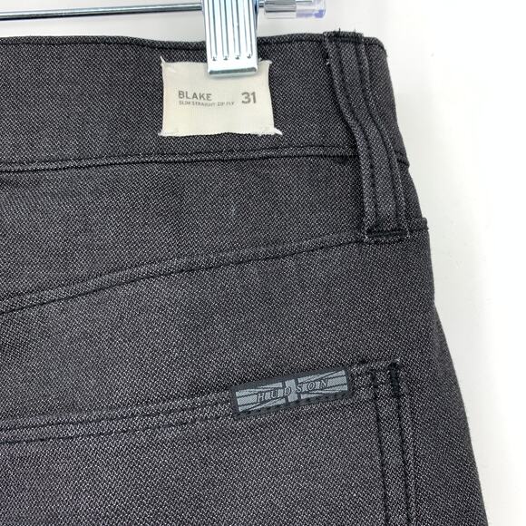 Hudson Blake Slim Straight Jeans Mens Size 31 Zip Fly Dark Gray Black Denim - Picture 3 of 8